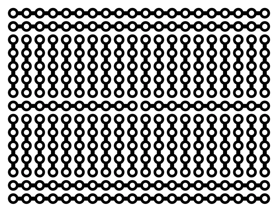 Map of which breadboard holes are connected