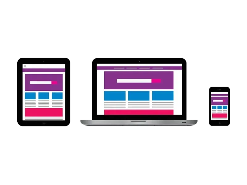 A website shown on a tablet, laptop and phone